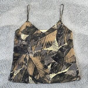 L'AGENCE Jane Tank Top M Multicolor Silk V Neck Camisole Tropical Print Luxury